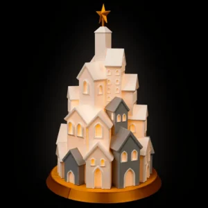 Karácsonyi falu LED-es mécsestartó